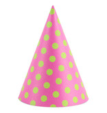 Feesthoedjes Roze Met Groene Stippen - 6 Stuks
