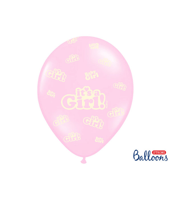 Ballonnen Mix It's A Girl Pastel Roze - 6 Stuks