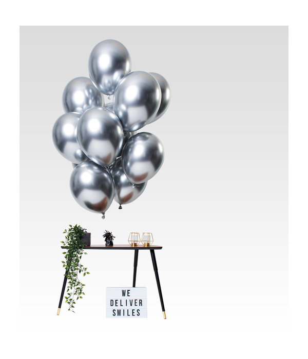 Chrome ballonnen 33cm Spiegeleffect Zilver Premium - 12 Stuks
