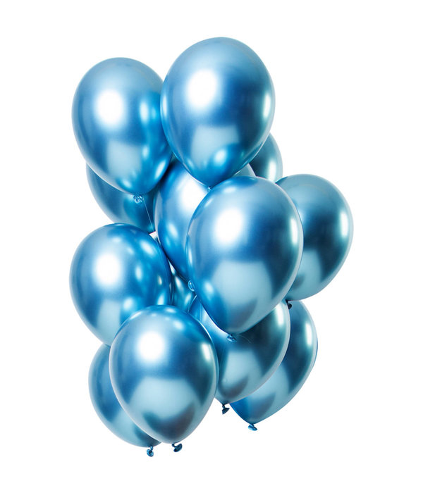 Chrome ballonnen Spiegeleffect Blauw Premium 33cm - 12st