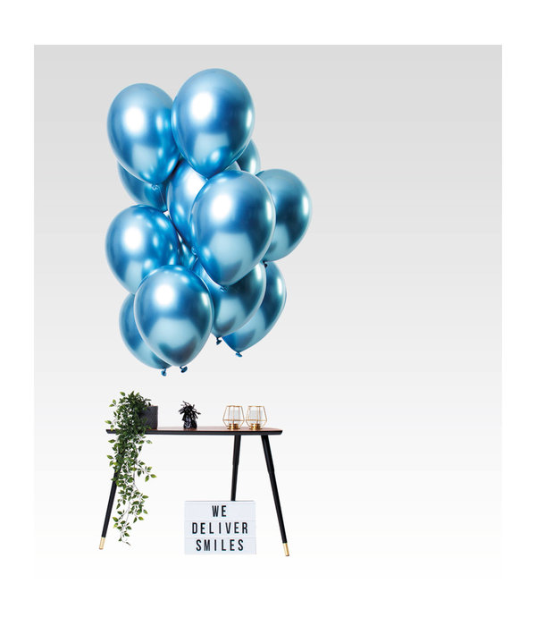 Chrome ballonnen Spiegeleffect Blauw Premium 33cm - 12st