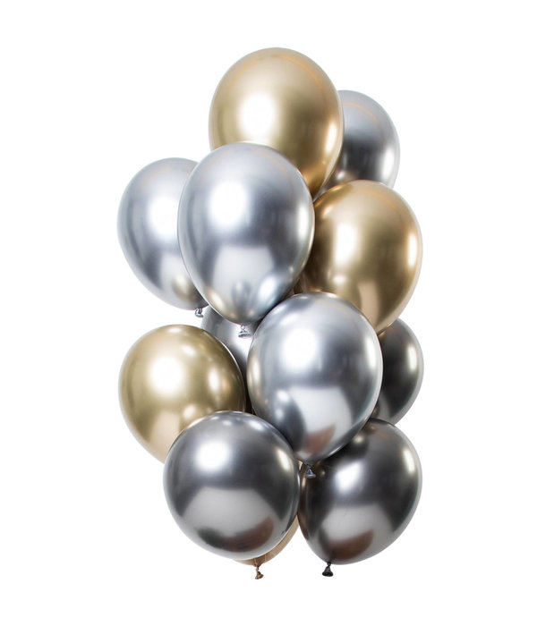 Chrome Ballonnen Set Onyx Premium 33cm - 12 Stuks