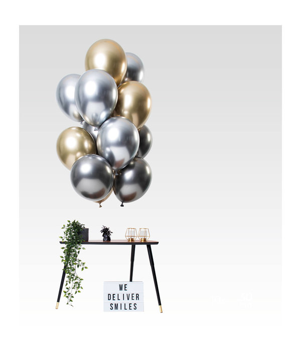Chrome Ballonnen Set Onyx Premium 33cm - 12 Stuks