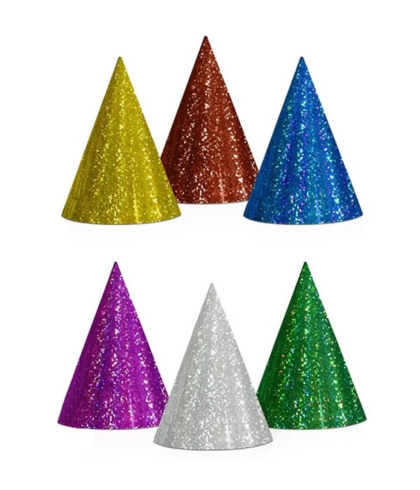 Feesthoedjes Holografisch Assorti - 20 Stuks