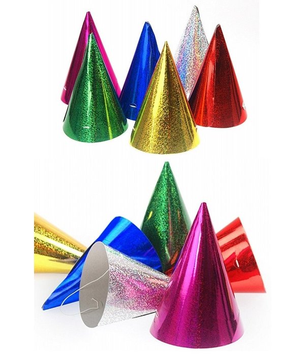 Feesthoedjes Holografisch Assorti - 20 Stuks