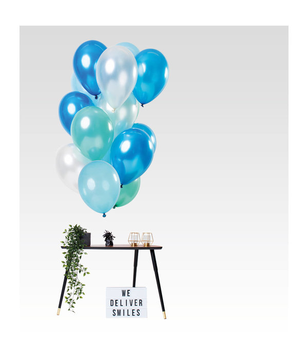 Ballonnen Set Azuur Blauw Metallic Premium 30cm - 15 Stuks
