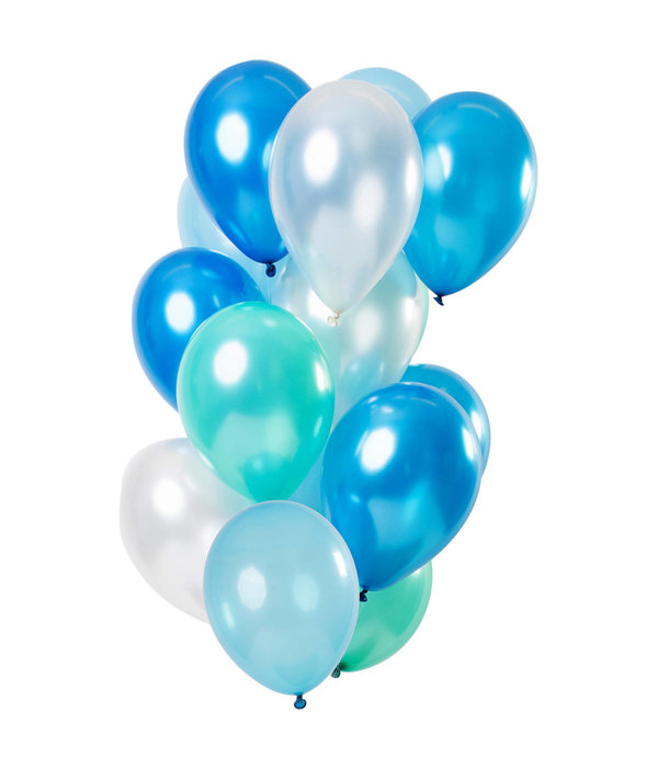 Ballonnen Set Azuur Blauw Metallic Premium 30cm - 15 Stuks