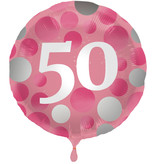 Folieballon 50 Jaar Glossy Pink - 45cm