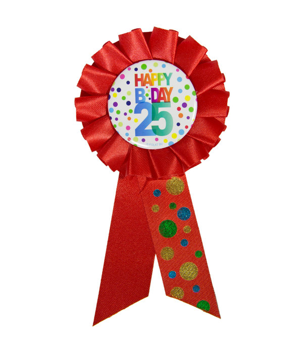 Rozet 25 Jaar Happy Birthday Stippen