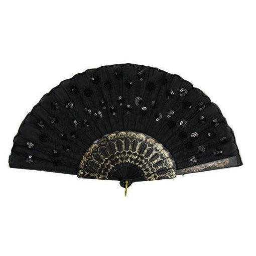 Chinese Waaier pailletten zwart