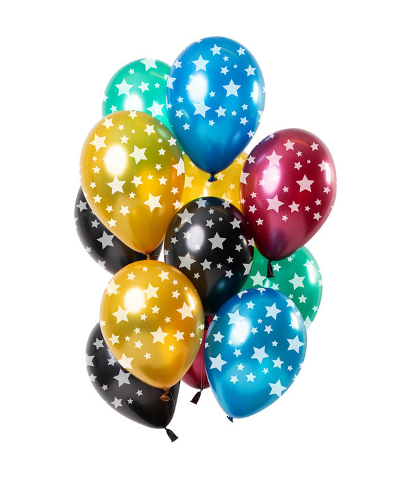 Metallic Ballonnen Multikleur Sterren Premium - 12 Stuks