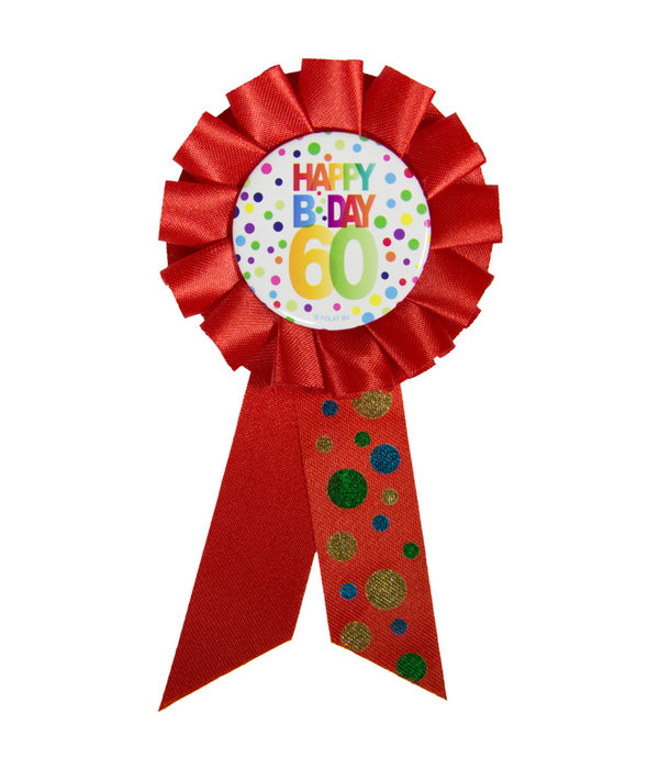 Rozet 60 Jaar Happy Birthday Stippen