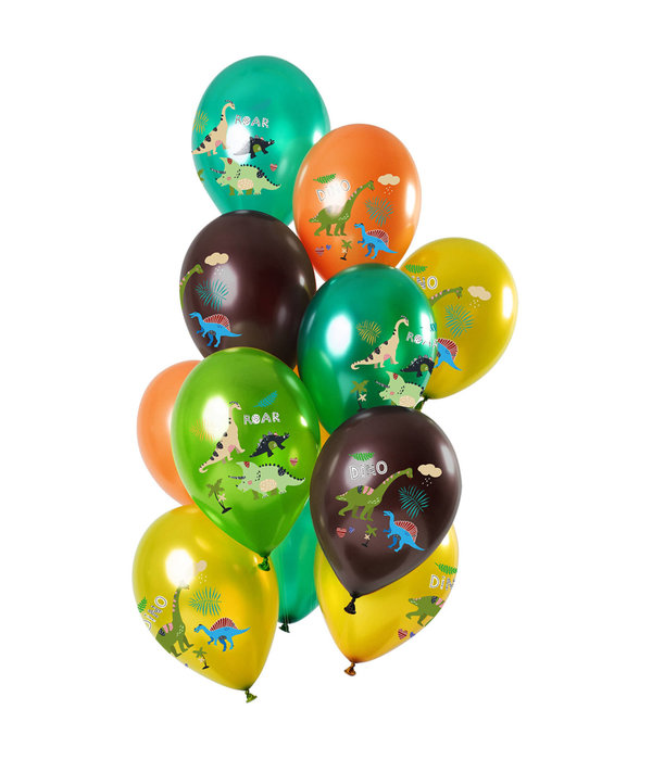 Metallic Ballonnen Set Dinosaurussen Premium - 12 Stuks