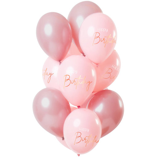 Ballonnen Set 'Happy Birthday' Lush Blush Premium - 12 Stuks
