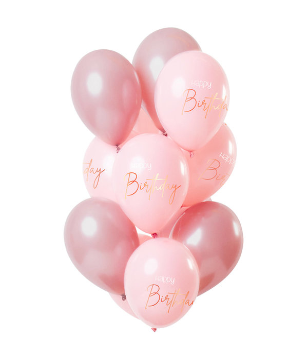 Ballonnen Set 'Happy Birthday' Lush Blush Premium - 12 Stuks