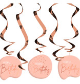 Swirls Happy Birthday Elegant Blush - 5 Stuks