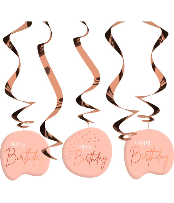 Swirls Happy Birthday Elegant Blush - 5 Stuks