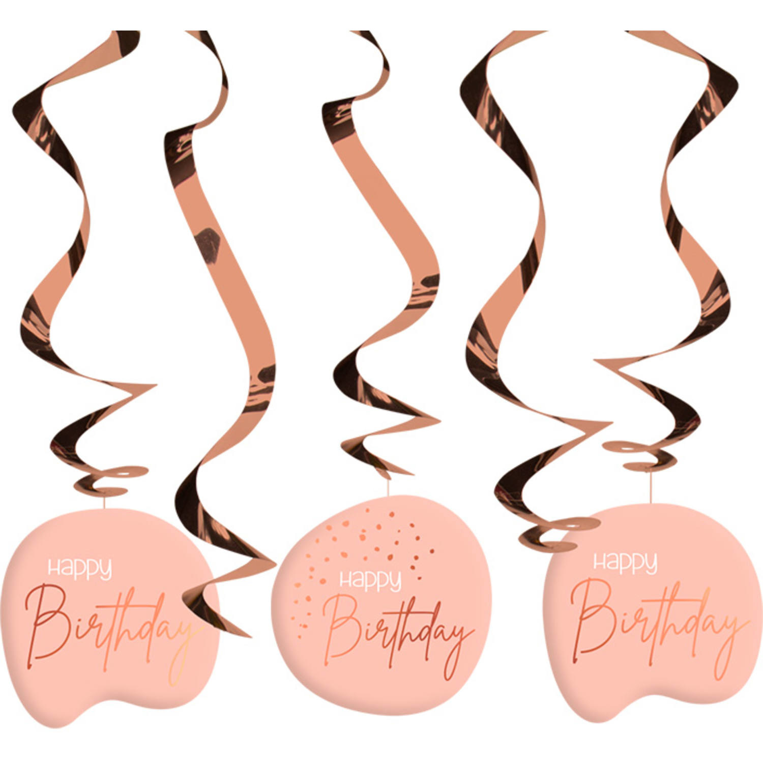 Swirls Happy Birthday Elegant Blush 5 Stuks