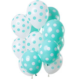 Ballonnen Set Mintgroen En Wit Polka Dots Premium - 12 Stuks