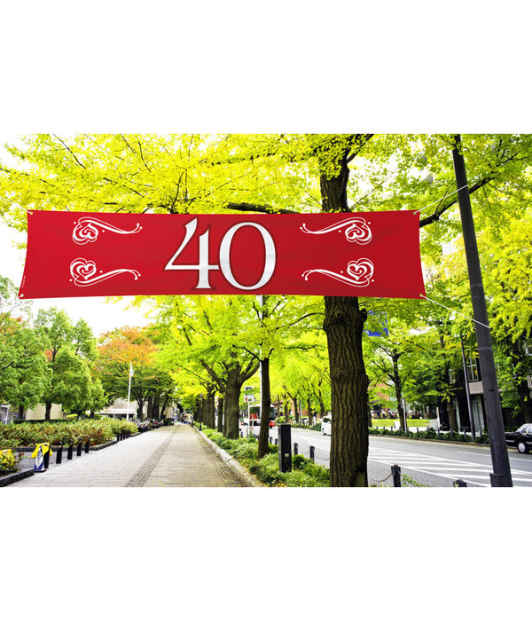 Spandoek 40 Jaar Jubileum Robijn Rood