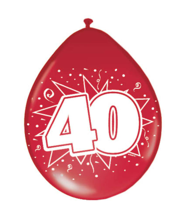 Ballonnen 40 Jaar Jubileum Robijn Rood - 8 Stuks