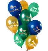 Ballonnen set Happy Birthday Groen Goud Premium - 12 Stuks