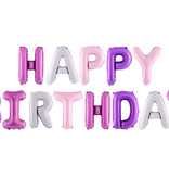 Folie Ballon Set Happy Birthday Pastel kleurenmix