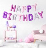 Folie Ballon Set Happy Birthday Pastel kleurenmix