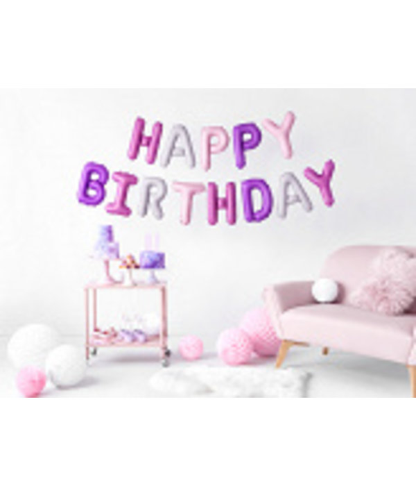 Folie Ballon Set Happy Birthday Pastel kleurenmix