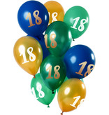 Ballonnen Set 18 Jaar Groen/Goud Premium - 12 Stuks