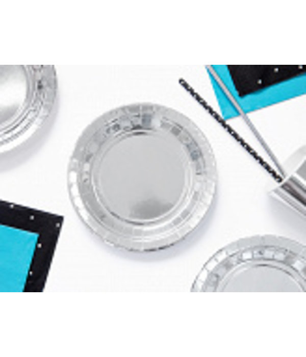 Zilveren Metallic Gebaksbordjes 18cm - 6 stuks