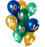 Ballonnen Set 30 Jaar Groen/Goud Premium - 12 Stuks