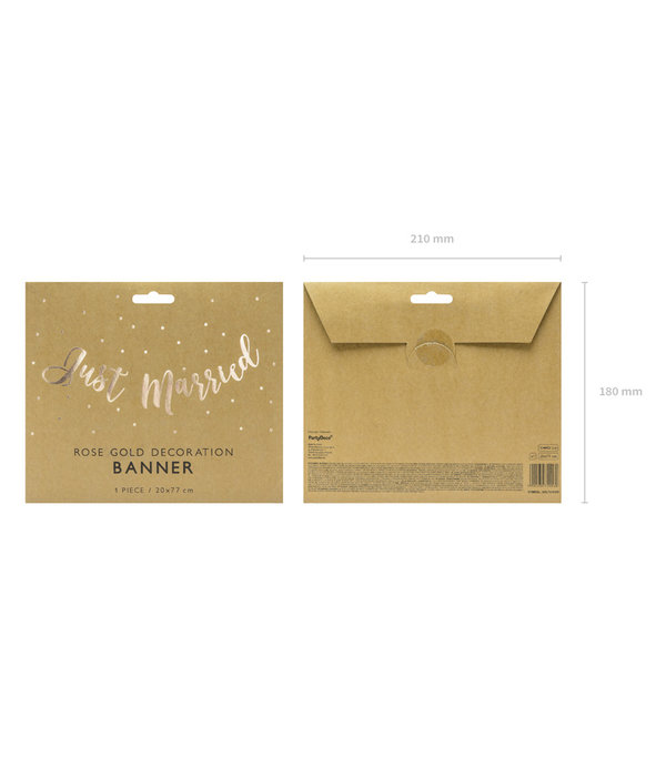 Just Married Letterslinger Rosé goud 77cm