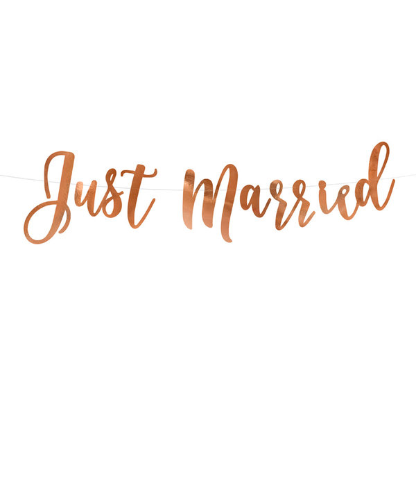 Just Married Letterslinger Rosé goud 77cm
