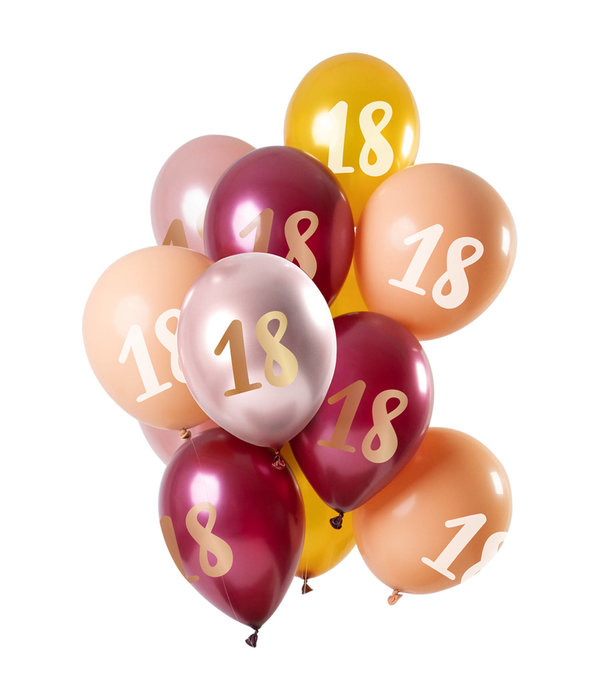 Ballonnen Set 18 Jaar Roze/Goud Premium - 12 Stuks