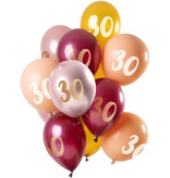 Ballonnen Set 30 Jaar Roze/Goud Premium - 12 Stuks