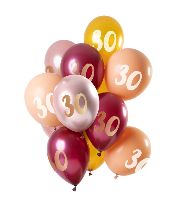 Ballonnen Set 30 Jaar Roze/Goud Premium - 12 Stuks