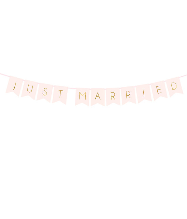 Letterslinger Just Married Lichtroze - 155cm