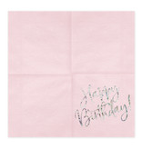 Servetten Happy birthday Poederroze - 20 Stuks