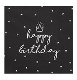 Servetten Happy birthday King Zwart/Wit - 20 Stuks