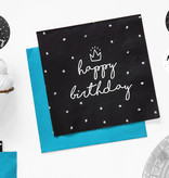 Servetten Happy birthday King Zwart/Wit - 20 Stuks