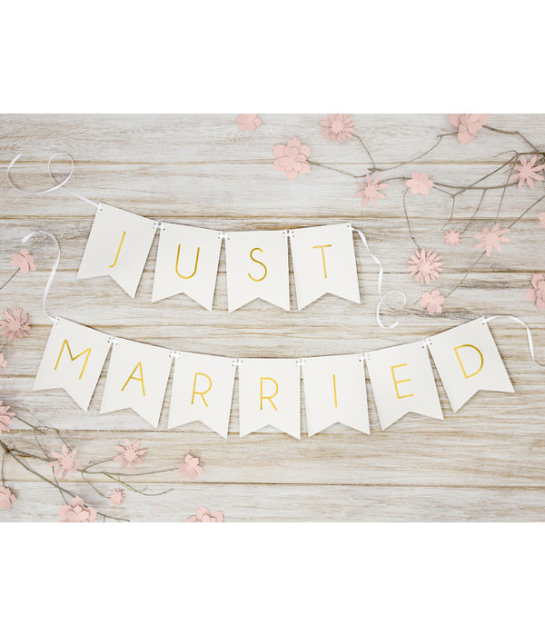 Letterslinger Just Married Wit - 155cm