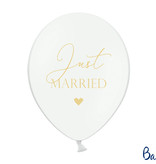 Pastel Ballonnen Bruiloft Puur Wit 'Just Married' - 6 Stuks
