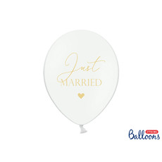 Pastel Ballonnen Bruiloft Puur Wit 'Just Married' - 6 Stuks