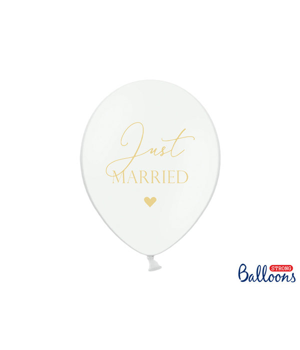Pastel Ballonnen Bruiloft Puur Wit 'Just Married' - 6 Stuks