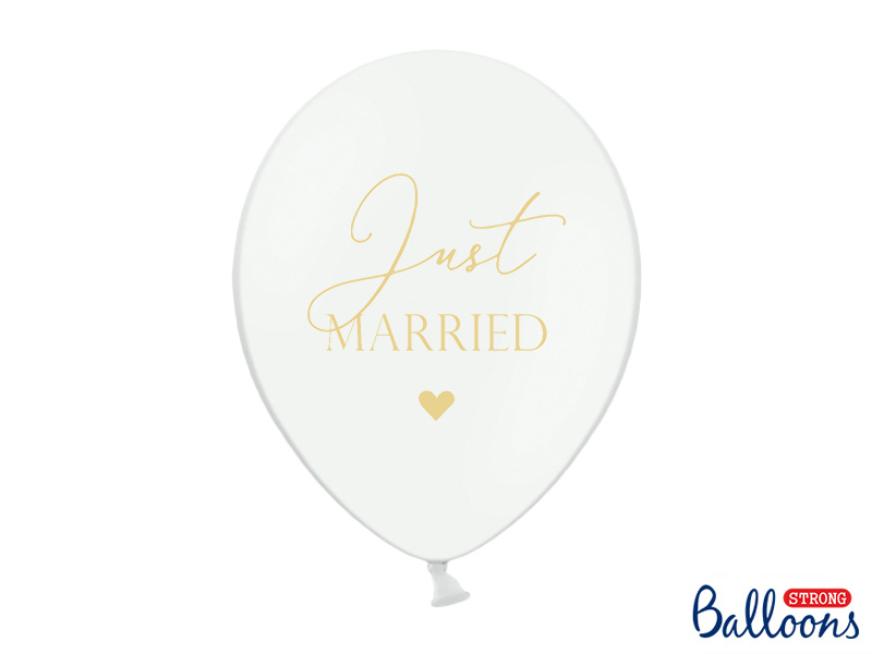 Pastel Ballonnen Bruiloft Puur Wit 'Just Married' 6 Stuks