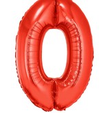 Folieballon Rood Cijfer '0' Groot