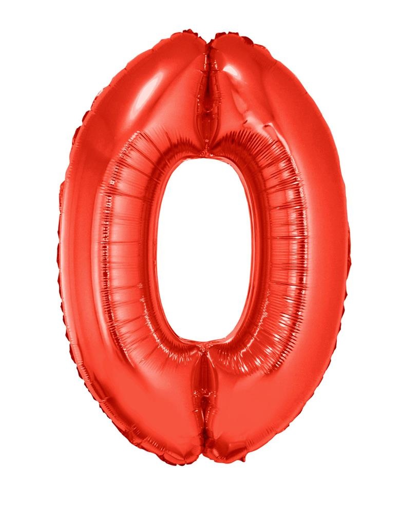 Folieballon Rood Cijfer &apos;0&apos; Groot afbeelding