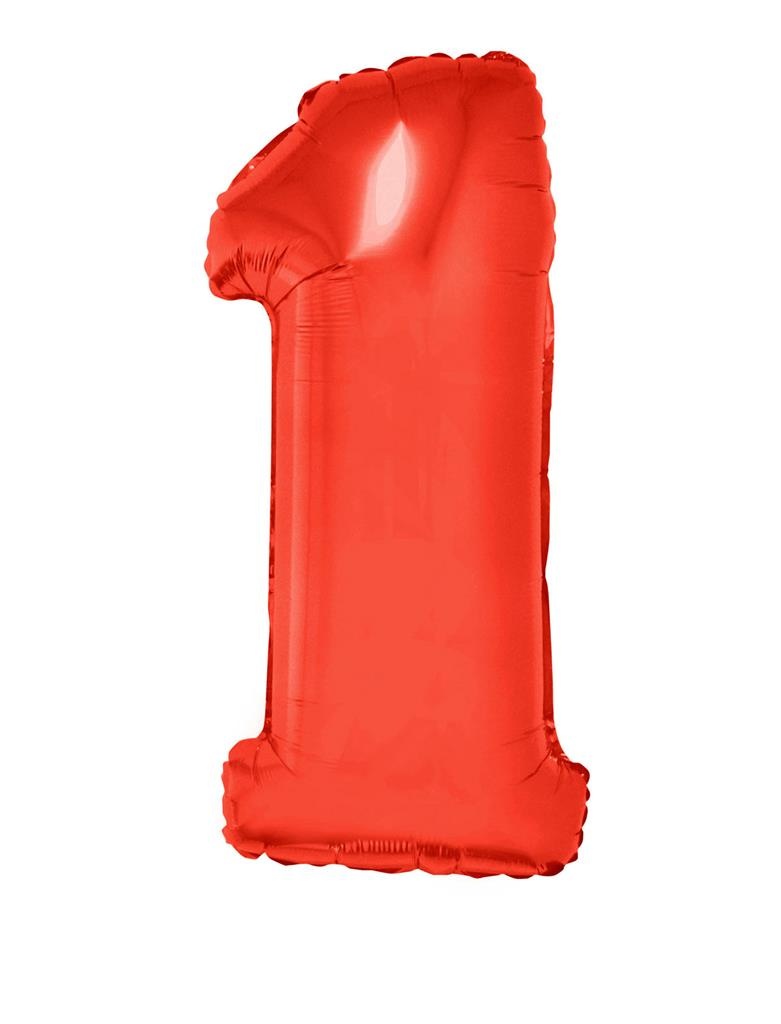 Folieballon Rood Cijfer &apos;1&apos; Groot afbeelding