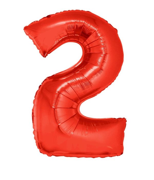 Folieballon Rood Cijfer '2' Groot